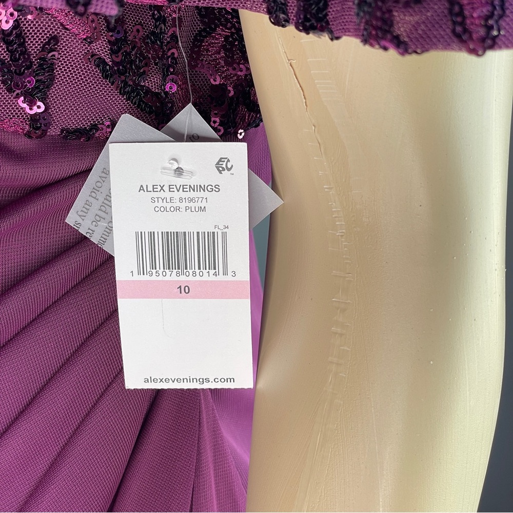 Alex Evenings Stretch Sequin Bodice Empire Waist Long Dress 8196771 - Picture 5 of 10